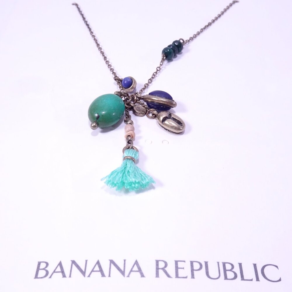 Banana Republic Red and Green tassel Pendant Necklace NWT 45 Each Set of 2 - Picture 8 of 8